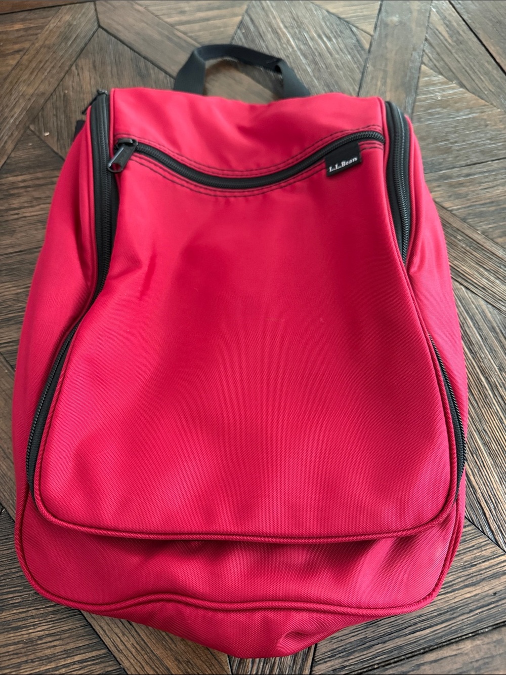 L.L.Bean Personal Organizer Hanging Toiletry Bag Red Nylon Travel Cosmetic Bag